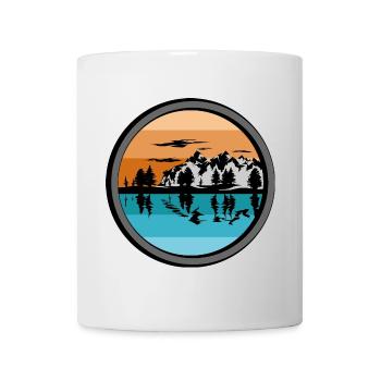 camping travel natural lake mountain lake landscape symbol - Mug - white - Front