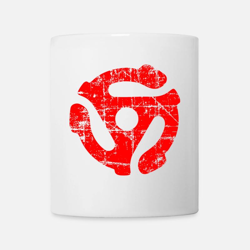 45 R.P.M. Record Adaptor Vintage Rouge - Mug blanc - blanc