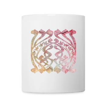 Aquarelliertes Blättermuster mit floralem Design - Tasse - Weiß - Vorne