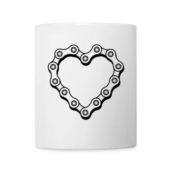Chaîne de vélo coeur - Mug blanc - blanc - Devant