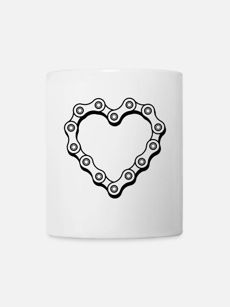 Fahrradkette Herz Radsport Geschenk Radfahrer - Tasse - Weiß