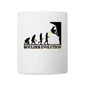 Boulder Evolution Klettern Bergsteigen Spruch - Tasse - Weiß - Vorne