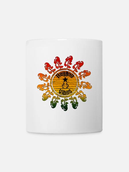 Symbole de paix hippie dans la conception de la roue solaire - Mug blanc - blanc