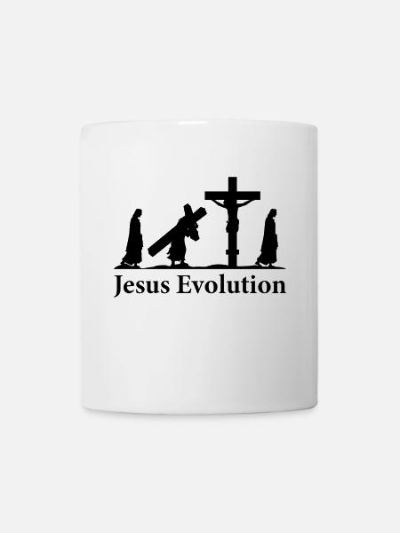 T-shirt de religion drôle d'évolution de Jésus-Christ - Mug blanc - blanc