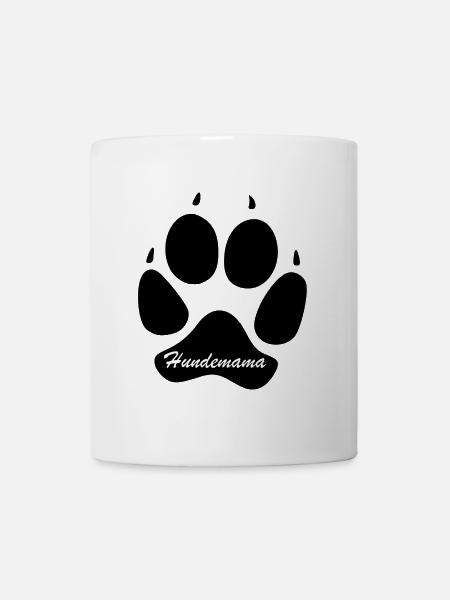 Pfote schwarz mit weißen Schriftzug Hundemama love - Tasse - Weiß