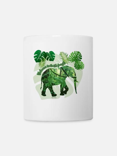 Dschungel - Elefant - Loxodonta cyclotis - Tasse - Weiß