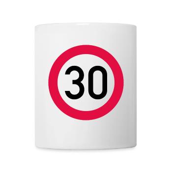 30 ans Attention ! Panneau de signalisation 30 km/h - Mug blanc - blanc - Devant