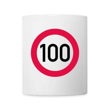 100. Geburtstag Achtung! Verkehrsschild 100 Km/h - Tasse - Weiß - Vorne