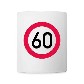 60th birthday Attention! Traffic sign 60 Km/h - Mug - white - Front