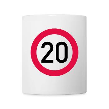 20 ans Attention ! Panneau de signalisation 20 km/h - Mug blanc - blanc - Devant