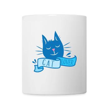 Katzenliebhaber mit niedlichem Kätzchen in Blau - Tasse - Weiß - Vorne