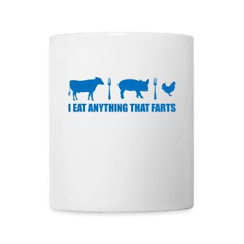 Je mange n'importe quoi qui pète le T-shirt drôle d'anti végétalien - Mug blanc - blanc - Devant