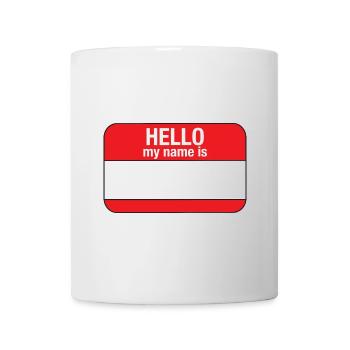 blank 'hello my name is' in red - Mug - white - Front