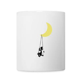 Toddler Swinging Under Moon Street Art - Mug - white - Front