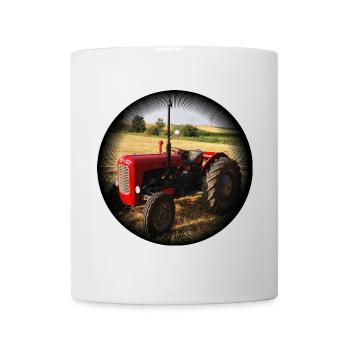 Roter Vintage Traktor Feld - Tasse - Weiß - Vorne