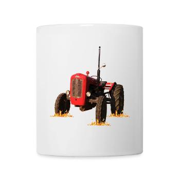 Roter Traktor im Feld - Tasse - Weiß - Vorne