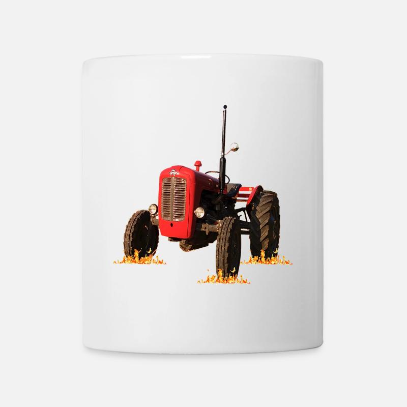 Roter Traktor im Feld - Tasse - Weiß