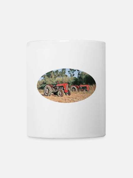 Red tractors in the field - Mug - white