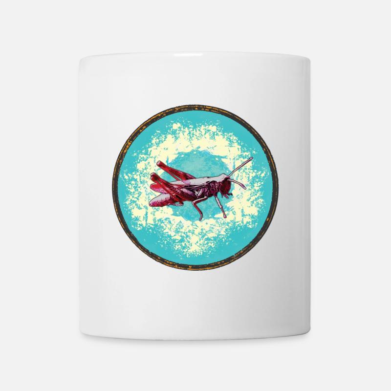Detailreiche Grashüpfer Illustration - Tasse - Weiß