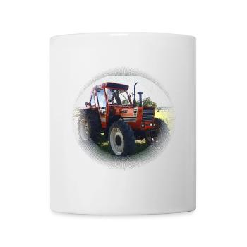 Roter Traktor Feldlandschaft - Tasse - Weiß - Vorne