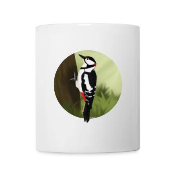 jz.birds Specht Vogel Design Illustration - Tasse - Weiß - Vorne