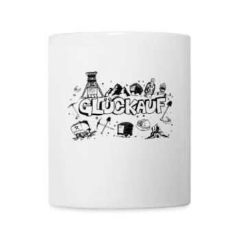 Glückauf, ein "Doodle" Design zum Thema Bergbau - Tasse - Weiß - Vorne