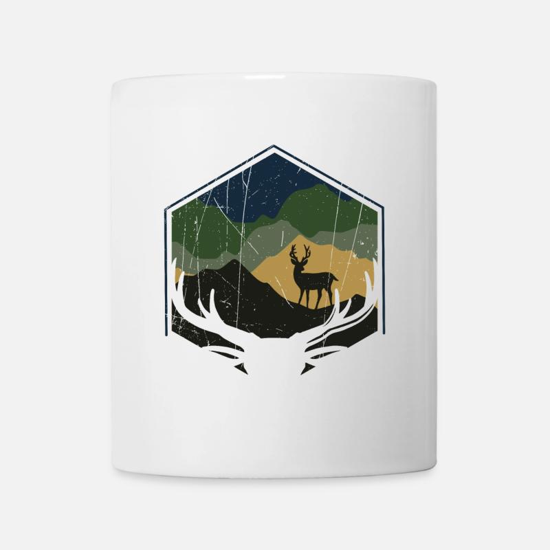 Hirsch - Natur - Berge - Wald - Tasse - Weiß