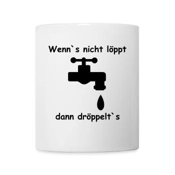 Wasserhahn Schrift Geschenk - Tasse - Weiß - Vorne