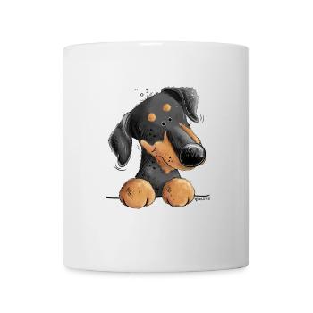 Dessin animé drôle de chien Doberman ou Pinscher I - Mug blanc - blanc - Devant