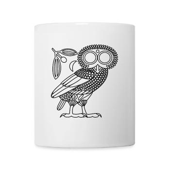 Owl of Athena [Black Outline + Wreath & Crescent] - Mug - white - Front
