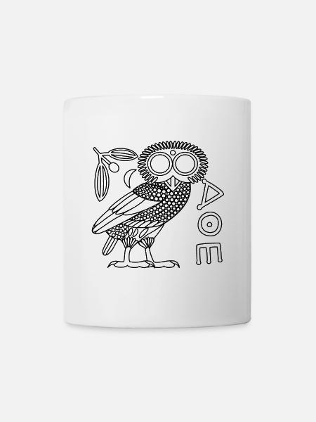 Chouette d'Athéna [Contour noir + tout] - Mug blanc - blanc