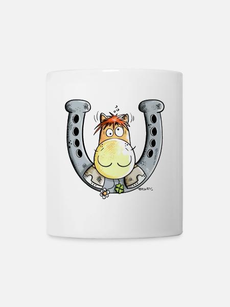 Pferd auf Hufeisen - Tasse - Weiß