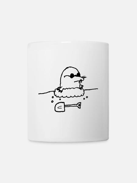 Dessin animé taupe à la pelle - Mug blanc - blanc
