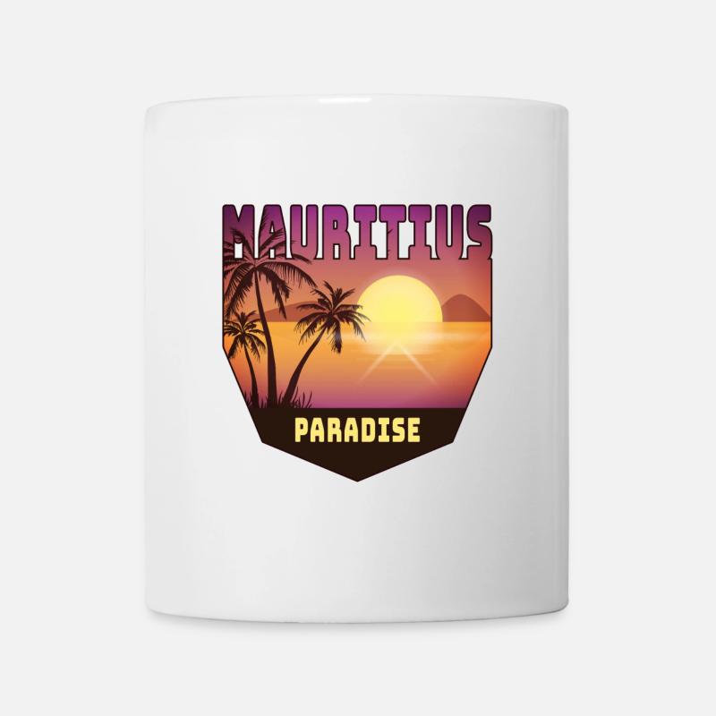 Ile Maurice design avec palmiers et soleil / cadeau - Mug blanc - blanc