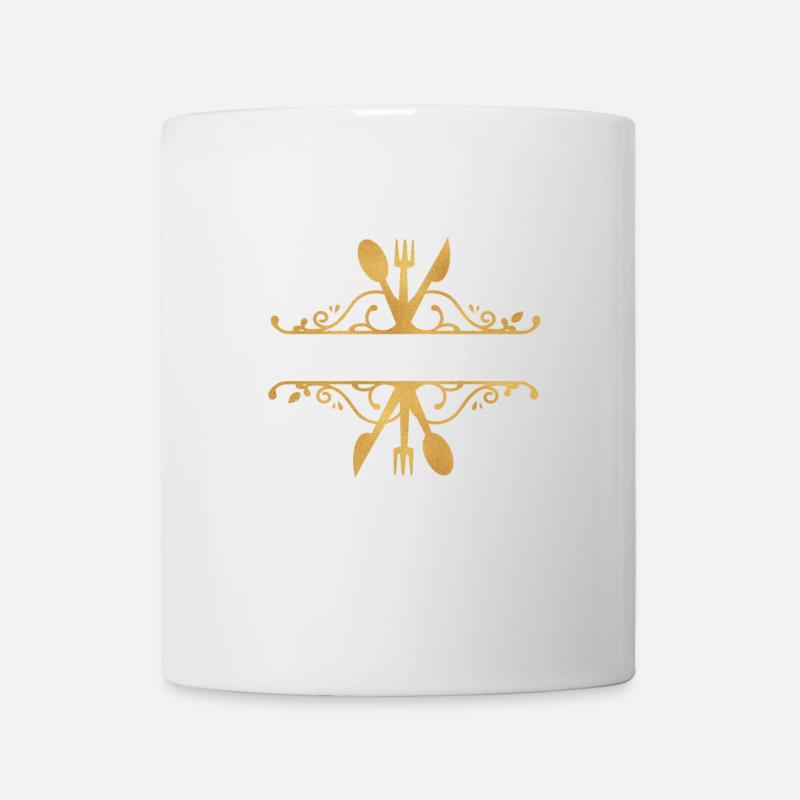 besteck logo gold - Tasse - Weiß