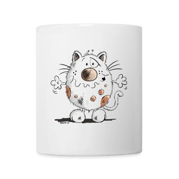 Drollige Knuddelkatze - Tasse - Weiß - Vorne