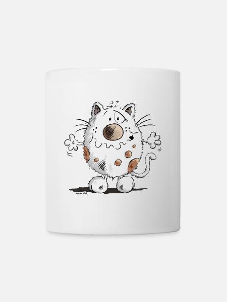 Drollige Knuddelkatze - Tasse - Weiß