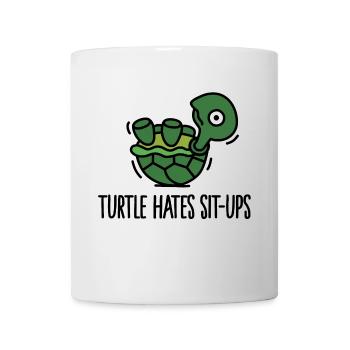 Turtle hates sit-ups - Tasse - Weiß - Vorne