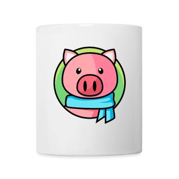 Cochon rose avec écharpe - Mug blanc - blanc - Devant
