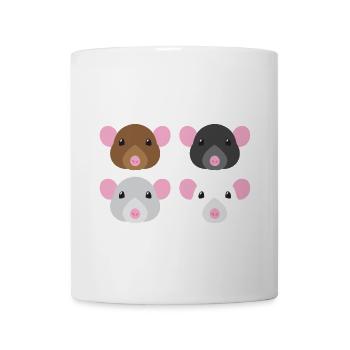 quatre souris marron noir blanc et gris - Mug blanc - blanc - Devant