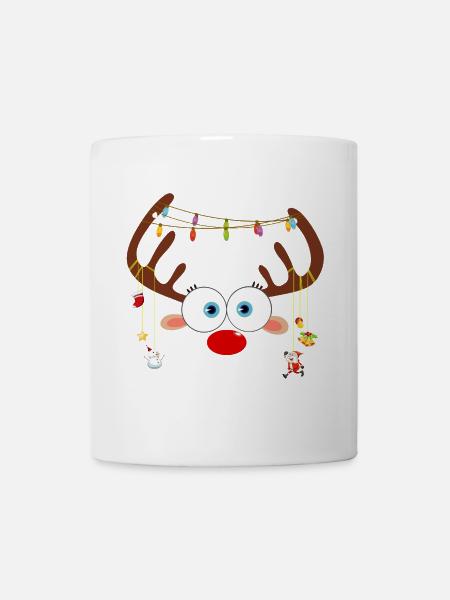 Visage de renne de Noël - Mug blanc - blanc