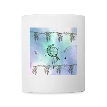 Capteur de rêves avec lune et plumes - Mug blanc - blanc - Devant