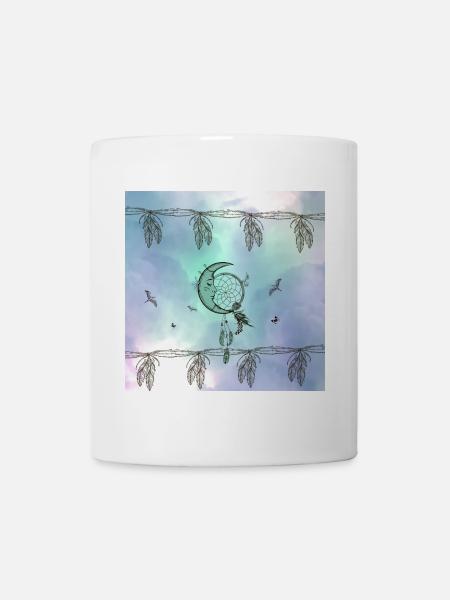 Capteur de rêves avec lune et plumes - Mug blanc - blanc