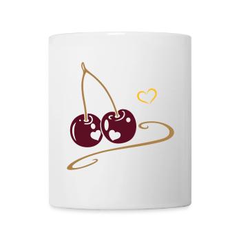 Two cherries with hearts, in love. - Mug - white - Front