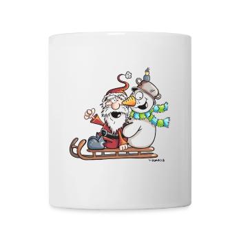 Christmas Schlittenfahrt - Weihnachtsmann - Comic - Tasse - Weiß - Vorne