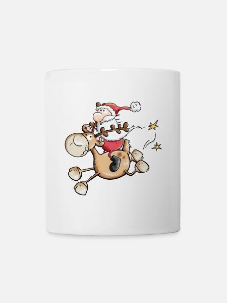 Nikolaus reitet auf Rentier - Weihnachten - Tasse - Weiß