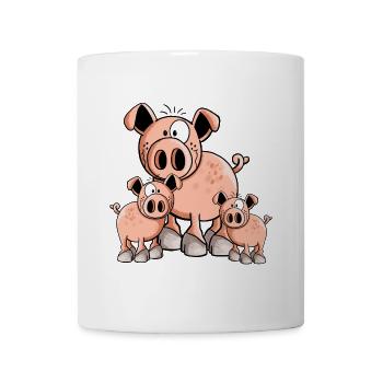 Famille de porcs - Porcinet - Porcins - Cartoon - - Mug blanc - blanc - Devant