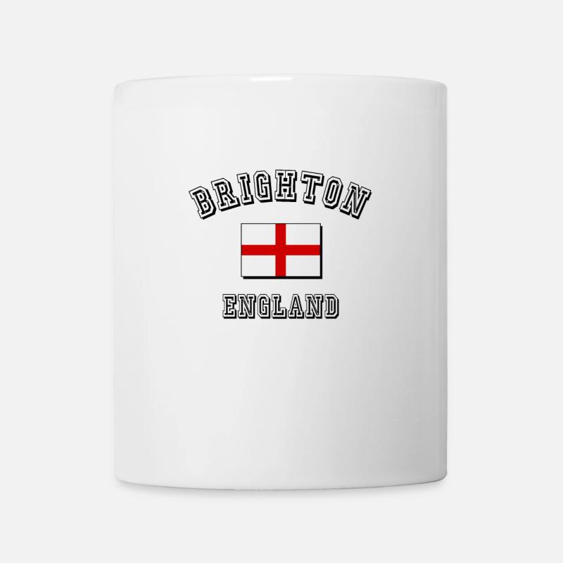 Brighton England mit englischer Flagge - Tasse - Weiß