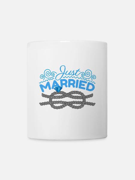 Hochzeit Just Married Fischerknoten Geschenkidee - Tasse - Weiß