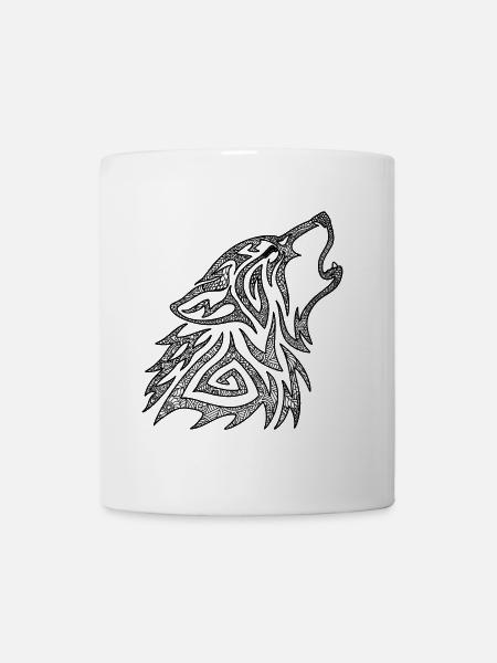 Heulender Wolf Mandala - Tasse - Weiß